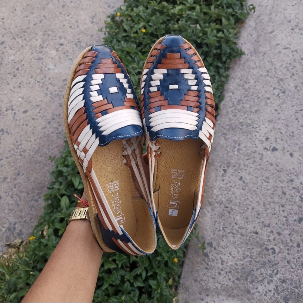 NWT Huarache Sandal | Navy, Brown, White Leather